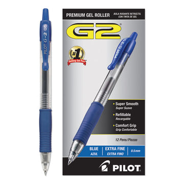 Pilot® G2 Premium Gel Pen, Retractable, Extra-fine 0.5 Mm, Blue Ink, Smoke Barrel, Dozen freeshipping - TVN Wholesale